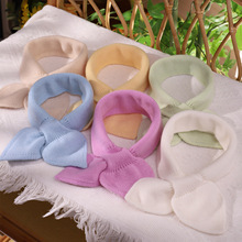 小羊跳跳 儿童羊绒针织围脖纯色宝宝保暖可爱围巾10X60CM