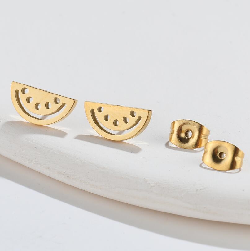 Simple Style Watermelon Titanium Steel Ear Studs Plating No Inlaid Stainless Steel Earrings display picture 5