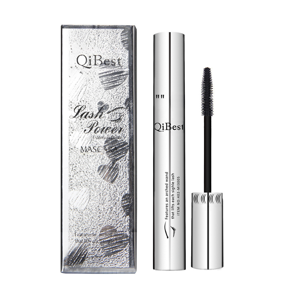 Factory direct makeup qibest silver tube Big Eyes Mascara slender long curling waterproof non-blooming