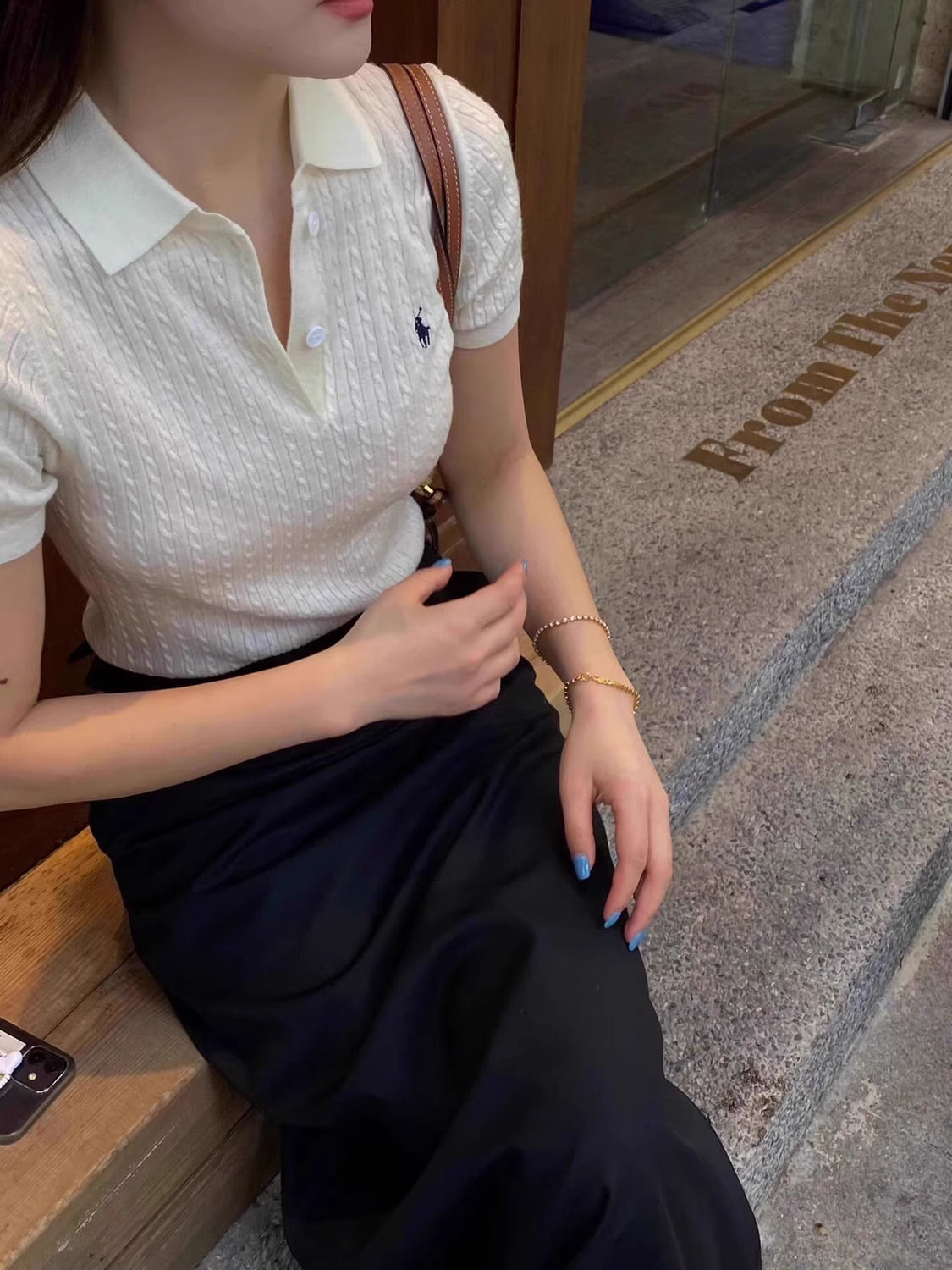 老銭風馬刺繍小衆気質経典モデルカジュアル麻花半袖POLO襟tシャツ女性カジュアル