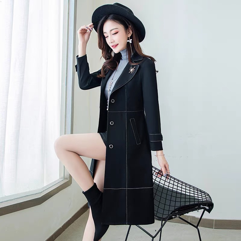 2022 Autumn new pattern Small fragrant wind American style Retro Mid length version Waist Drape suit overcoat Windbreaker coat