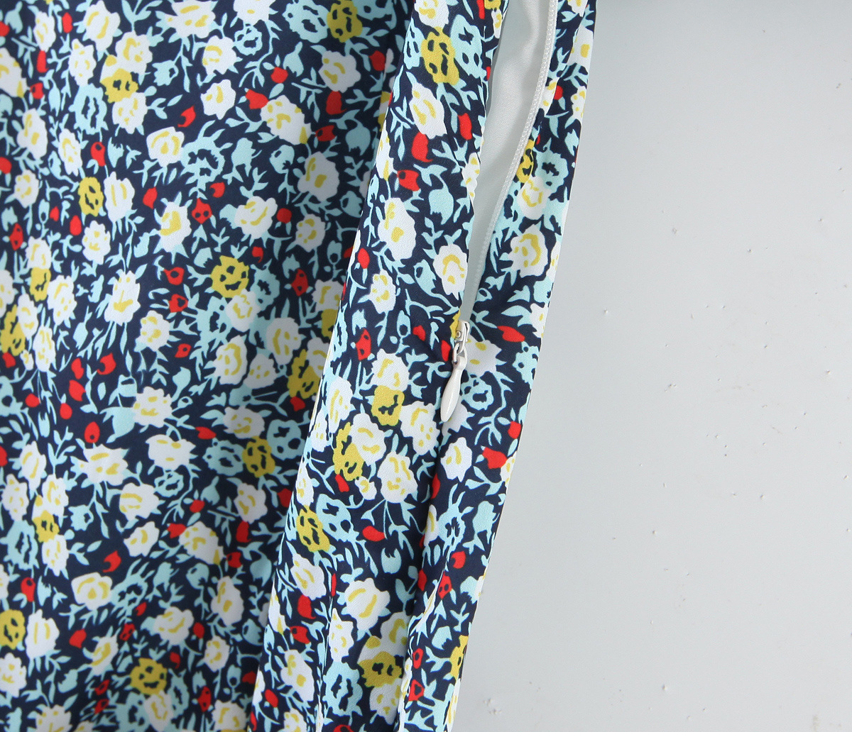 winter vwaist belt printed long dress NSAM20662