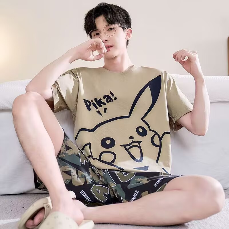 2026 comercio exterior transfronterizo verano estilo coreano de dibujos animados hombre simple relajado ocio de manga corta traje de ropa para el hogar se puede usar fuera