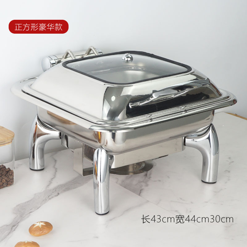 De acero inoxidable de lujo buffet estufa calefacción eléctrica buffet estufa de hotel hidráulico de alimentos cocinados Flip visual olla de aislamiento