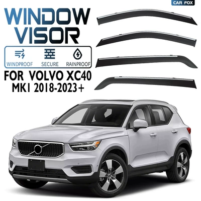 Suitable for VOLVO XC40 rain and rain shield rearview mirror rain eyebrow VOLVO XC40 Window visor (Rain shield) - standard-packing-without-logo-volvo-xc40-mk1-2018-2023-pc-silver-bright-window-rain-shield