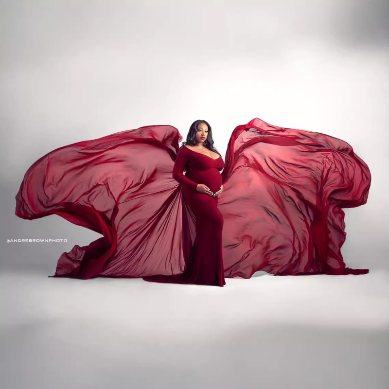 European and American Women's Clothing Chiffon Pregnant Women's Floating Cloak Tailor Dress Photography Super Long Elegant Cloak 1115 European and American Women's Clothing Chiffon Pregnant Women's Floating Cloak Tailor Dress Photography Super Long Elegant Cloak 1115