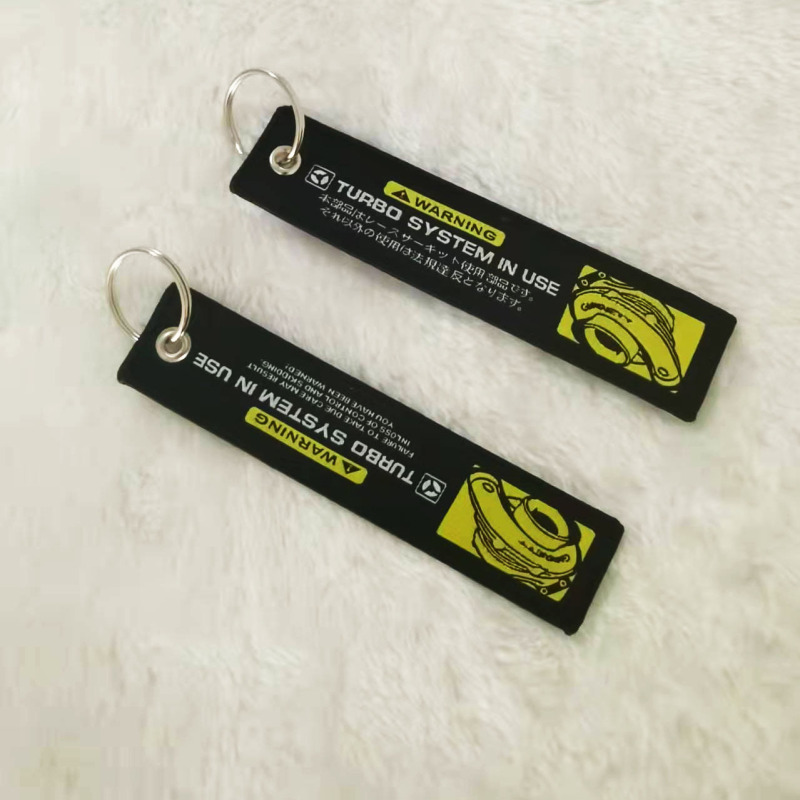 Car Jdm Modification Culture Woven Label Keychain Embroidered Keychain Pendant Motorcycle Double-Sided Embroidered Keychain
