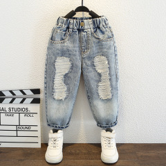 童裝男童破洞牛仔褲2024春裝兒童春秋款韓版中小童寶寶洋氣褲子潮