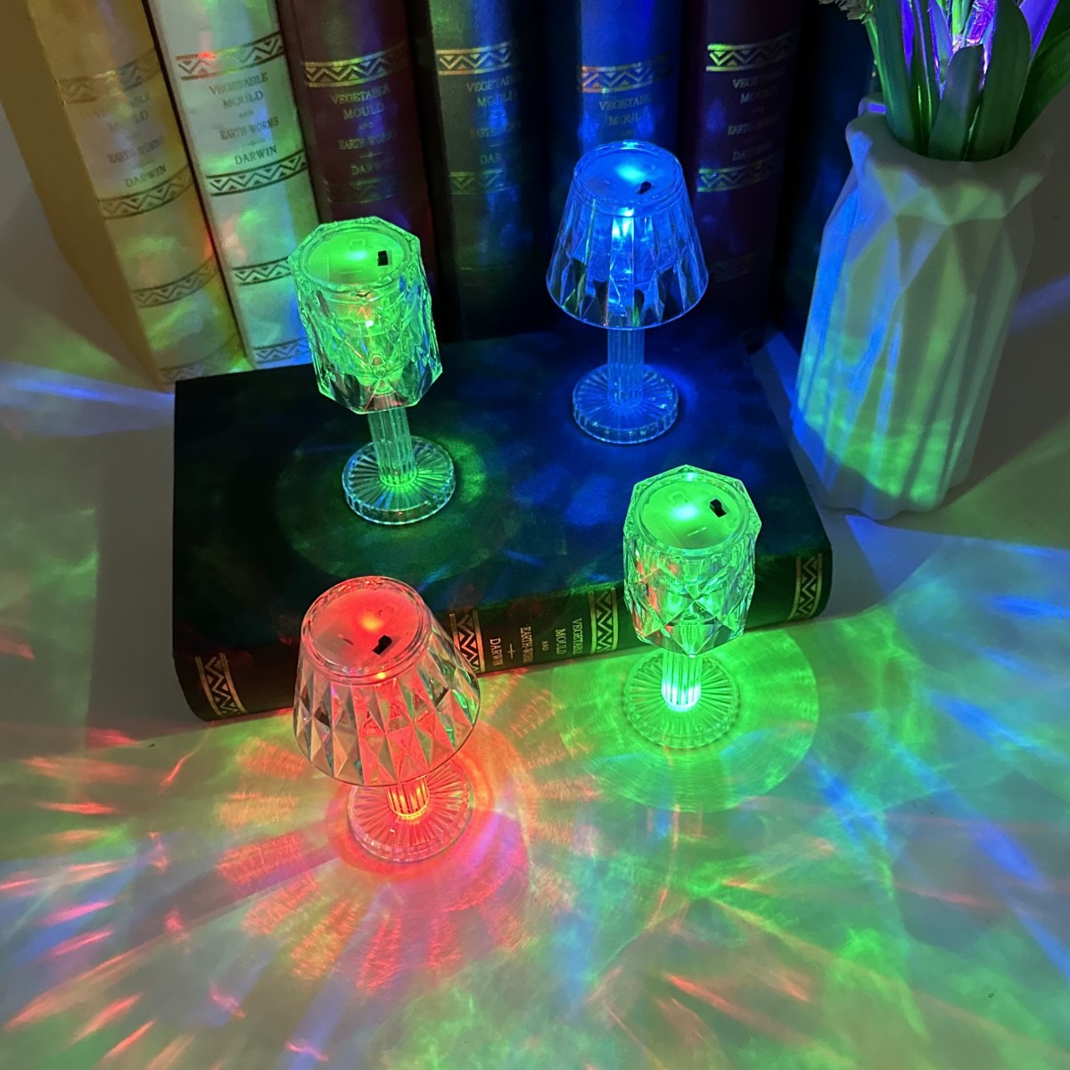 New cross-border colorful atmosphere light led electronic small table lamp bar nightclub decoration crystal color projection night light