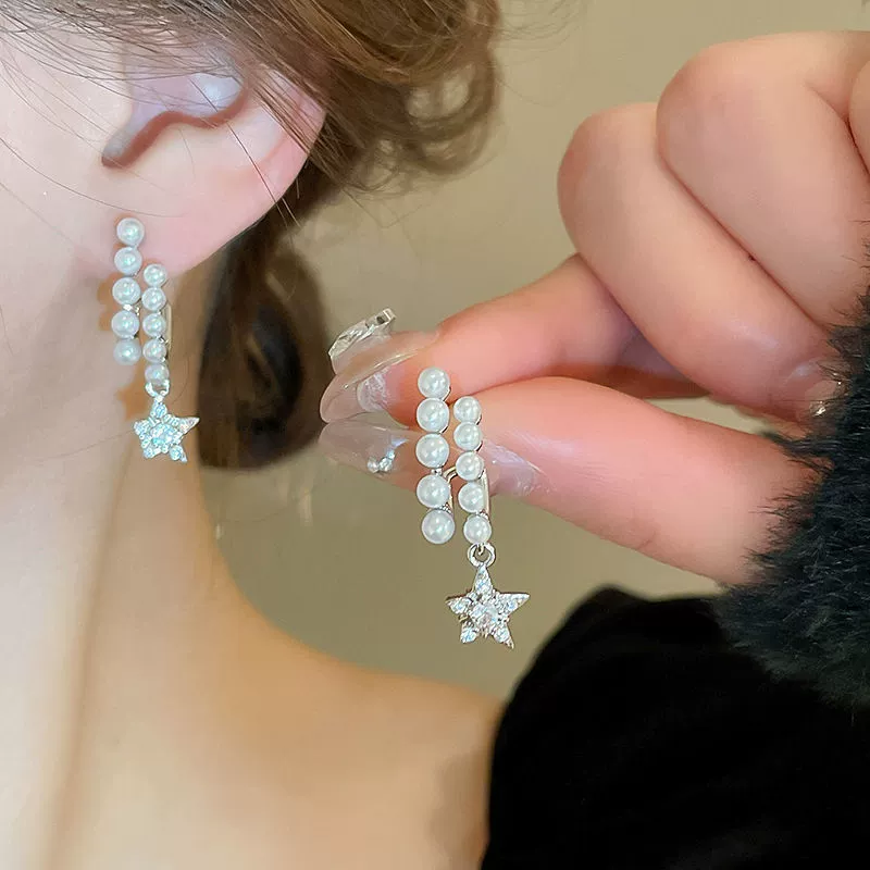 Серебряная игла, цирконы, модные универсальные серьги из жемчуга, стиль высокого качества, стиль «легкая роскошь», оптовая закупка