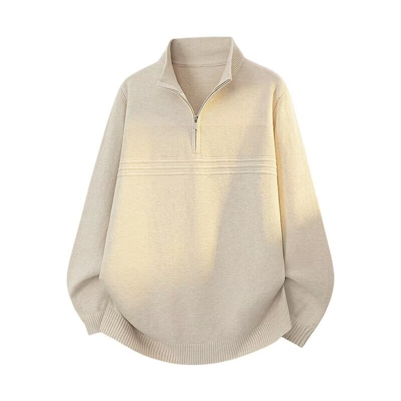 2026 Men's Casual Lazy Style Half-Zip Sweater with Lapel, Loose Fit, Versatile Core-Spun Yarn Top for Autumn and Winter, Trendy 2026 Men's Casual Lazy Style Half-Zip Sweater with Lapel, Loose Fit, Versatile Core-Spun Yarn Top for Autumn and Winter, Trendy