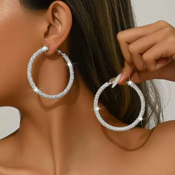 European and American luxury round drill ear ring ladies exaggerated elegant dress dinner earrings