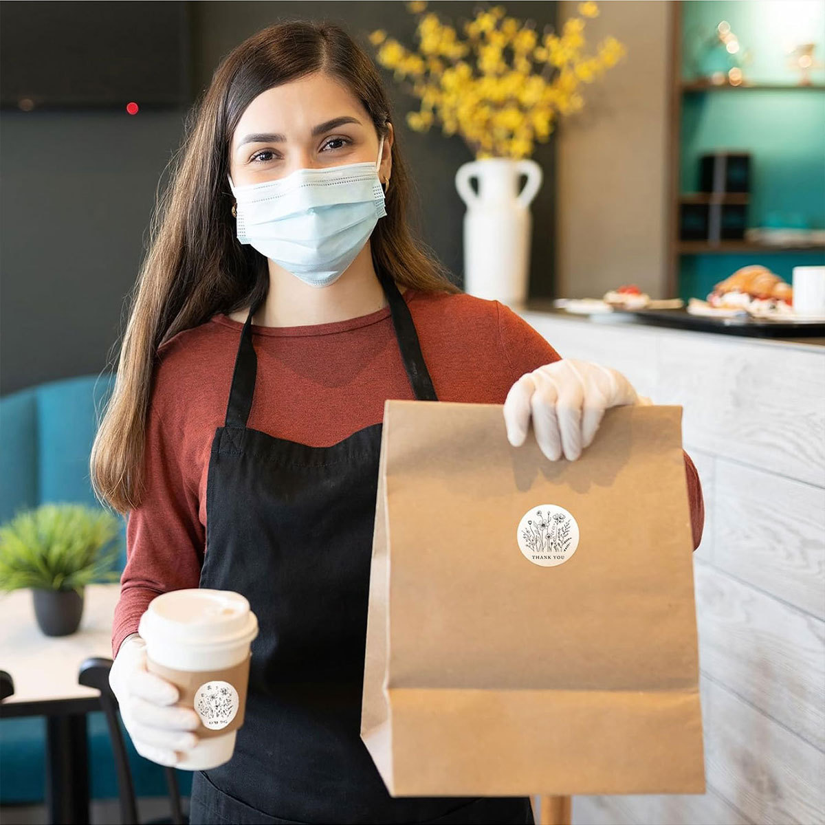 500 pegatinas de flores lineales, pegatinas de agradecimiento, rollos, pegatinas de sellado circulares, sobres de regalo, tarjetas de felicitación, suministros de decoración de bricolaje de fiesta