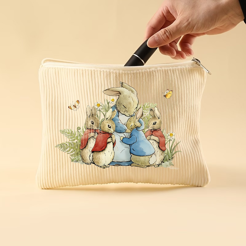Amazon TEMU vacaciones conejo serie de animales patrón de cordillera zipper bolsa de maquillaje ligera