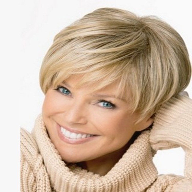 European and American Style Wigs Amazon Women's Short Hair Golden Short Straight Hair Wig Foreign Trade Fashion Wig in Stock Short Style European and American Style