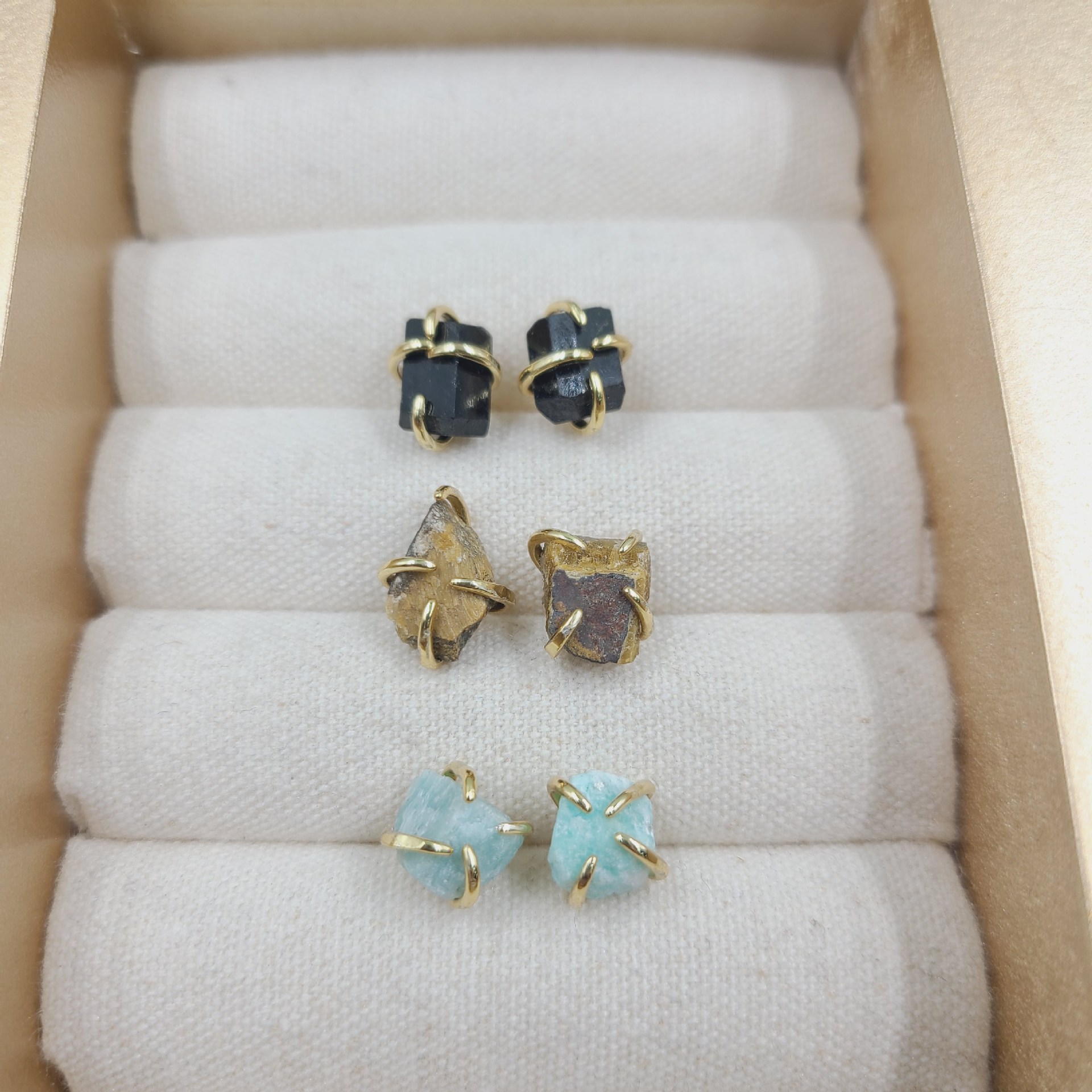 Simple Style Geometric Crystal Plating Ear Studs 1 Pair