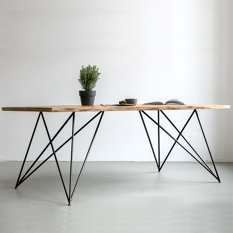 Modern Minimalist Solid Wood Conference Table, Long Table, Industrial Style Rectangular Office Desk, Computer Desk, Meeting Table and Chair Set