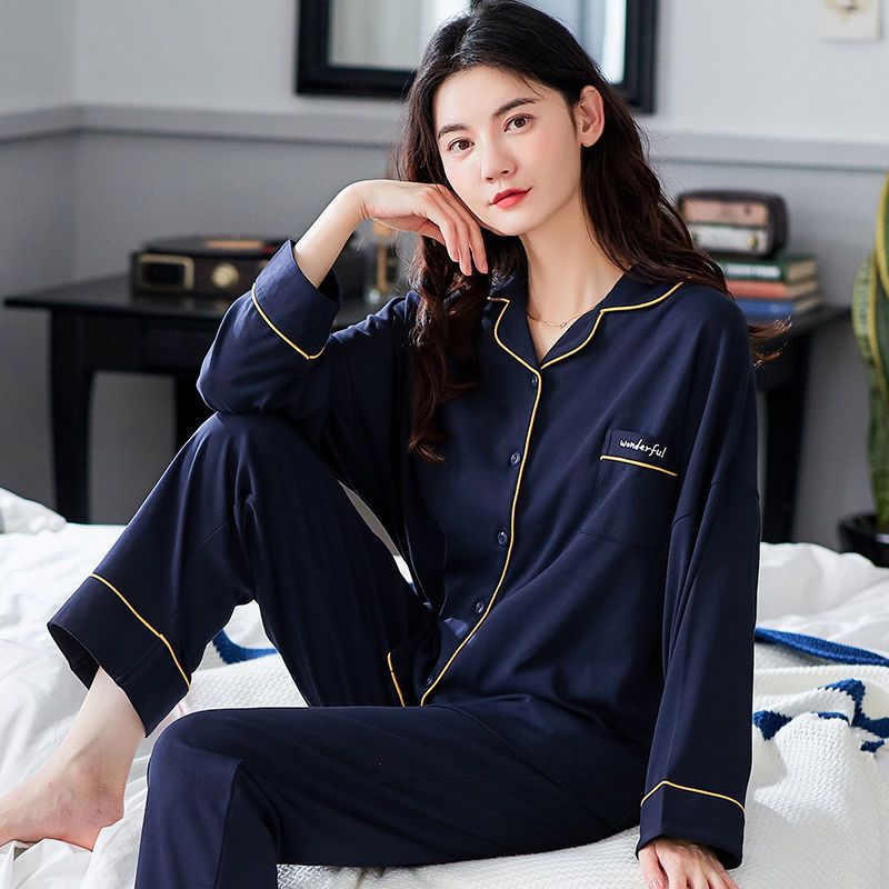 Pijamas de mujer de mediana edad 100% algodón de manga larga mamá primavera y otoño ancianos más tamaño suelto ropa para el hogar Otoño e Invierno