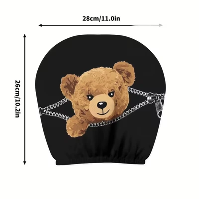 Cross-Border Tume Evil Zipper Bear Car Pillowcase Cute Bear Print Car Dustproof Full Cover Pillowcase Wholesale (Universal seat cover) - 01-double-sided-printing-1pc-26cm28cm