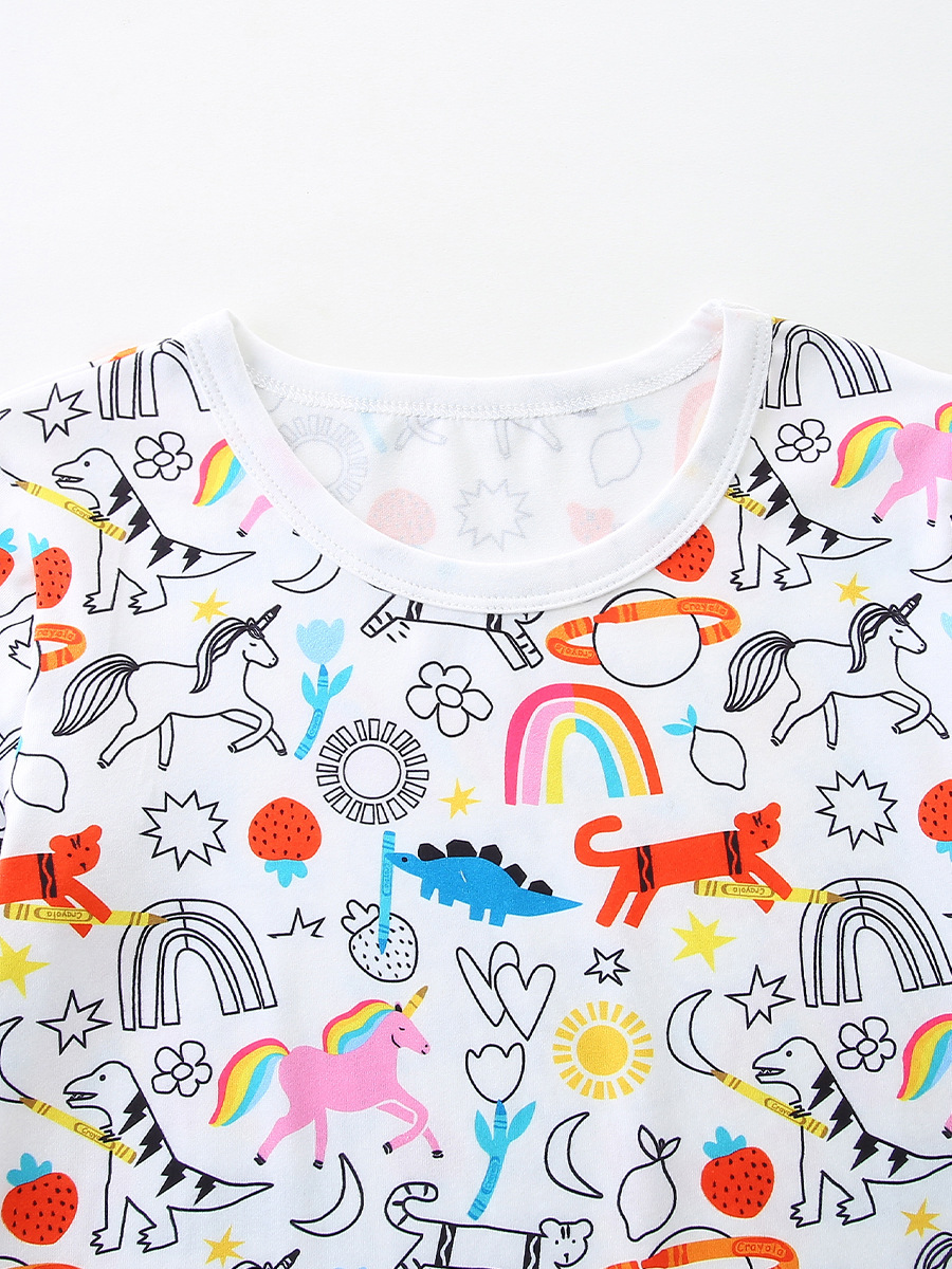 26 nuevos juegos de ropa doméstica de niñas de verano de estilo europeo y americano de manga corta para niños, dos juegos de cuello redondo, suministro transfronterizo de ocio