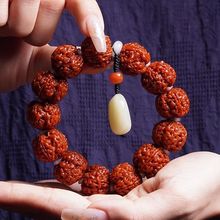 正宗尼泊尔爆肉大金刚菩提子手串包浆五瓣龙纹文玩原籽男佛珠礼物