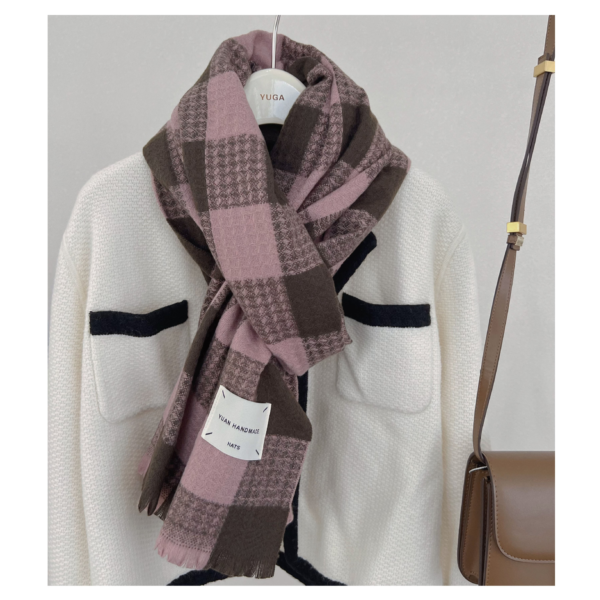 Sciarpa a quadri da donna autunno inverno stile versatile_voghion.com