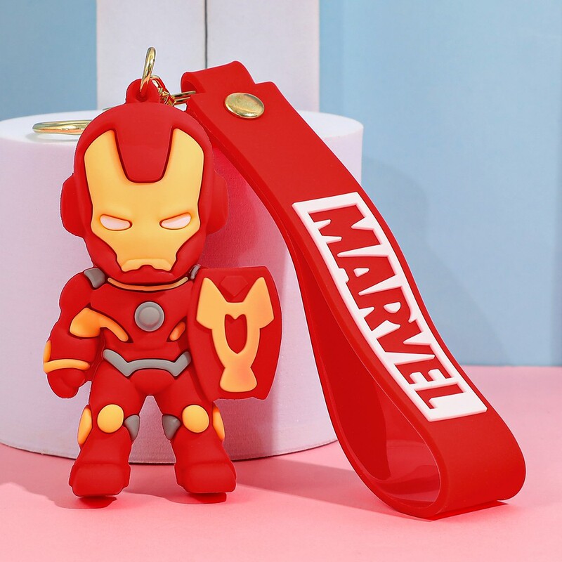 漫画スーパーヒーロー人形ストラップキーチェーンアイアンマン人形シンプルなキーホルダーかわいいペンダント卸売り|undefined