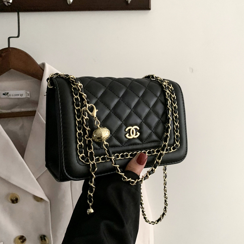 Transfronterizo Chanel estilo rombo cadena pequeña bolsa cuadrada para las mujeres 2022 Otoño e Invierno nueva moda textura hombro bolsa de mensajero
