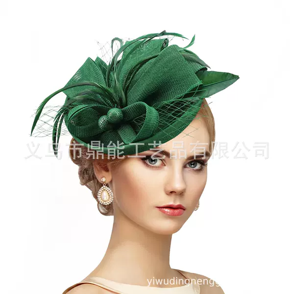 Amazon Creative Linen Bridal Headwear European and American Retro Feather Horse Racing Festival Mesh Hair Accessories