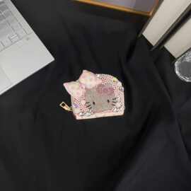 水钻蝴蝶图案女士耐刮韩版学生包零钱拉链卡包多卡位短款钱包女士