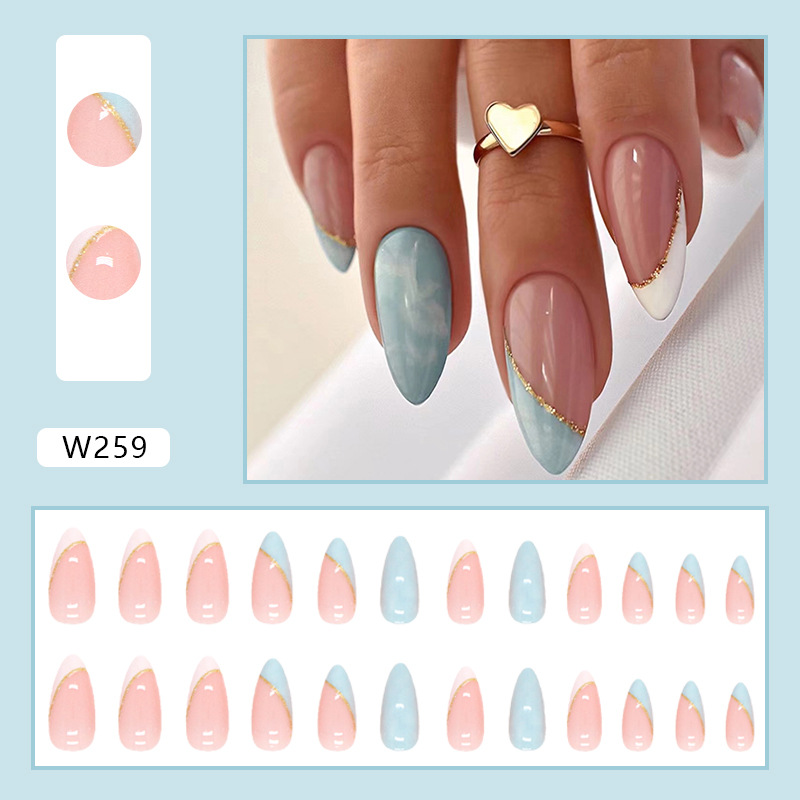 Stylish Press-on Nails Whitening Effect False Nails 24 Pieces Set_voghion.com