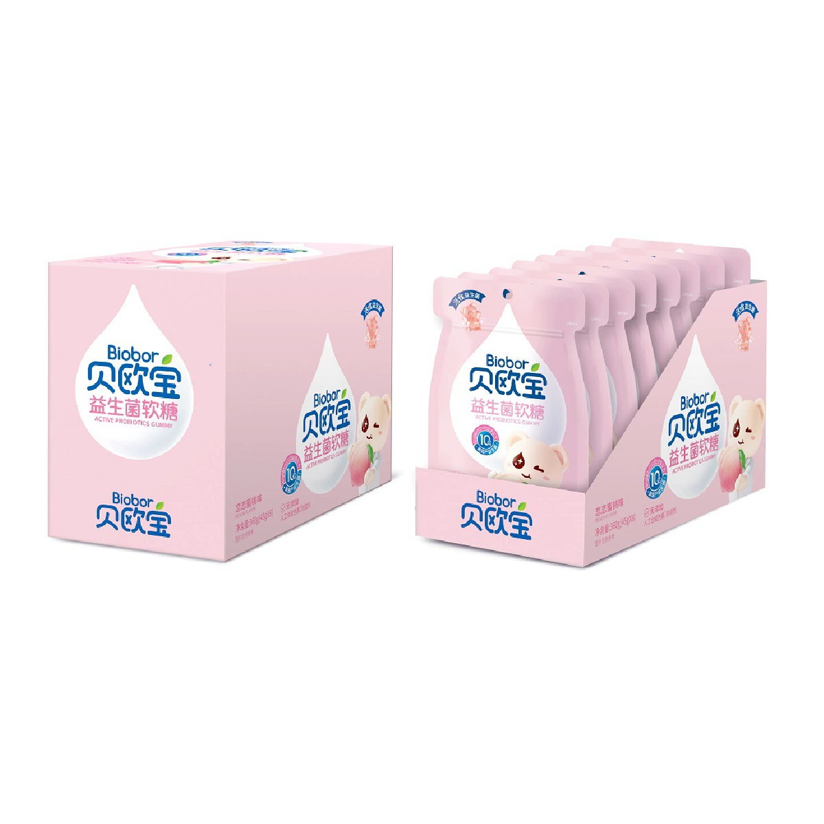 贝欧宝 Probiotic, children's eraser, 52G, with little bears, fruit flavor, chewy candies, nutrition