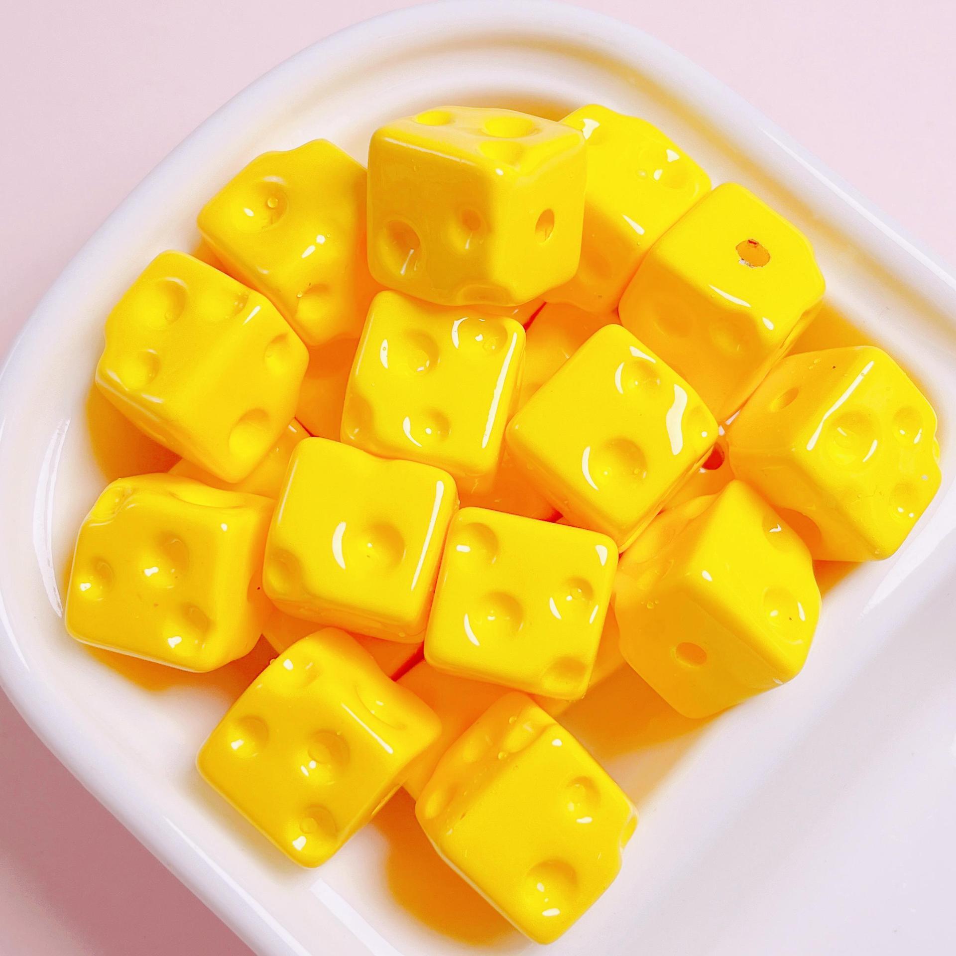 Acrílico color caramelo queso agujero recto beads diy accesorios de joyería de cadenas de teléfonos móviles colgantes de beads sueltos llaveros beads