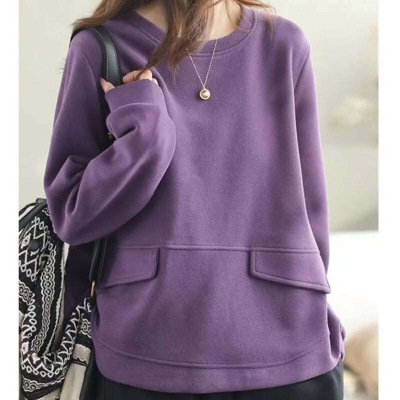 260g Ribbed Thermal Sweatshirt for Women, Autumn 2025 New Stylish Fashion Large Size Loose Casual Base Layer 260g Ribbed Thermal Sweatshirt for Women, Autumn 2025 New Stylish Fashion Large Size Loose Casual Base Layer