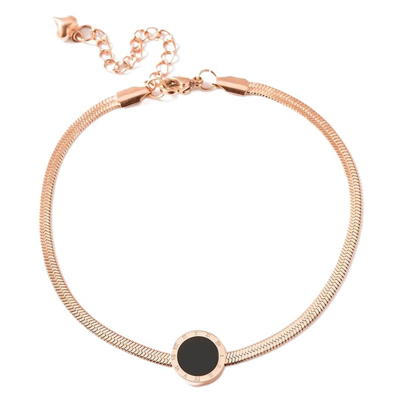 Romana disco digital de hueso de serpiente Cadena de tobillo de acero de titanio tobillera anillo de la pierna femenina joyería de la playa de las mujeres joyería popular en línea