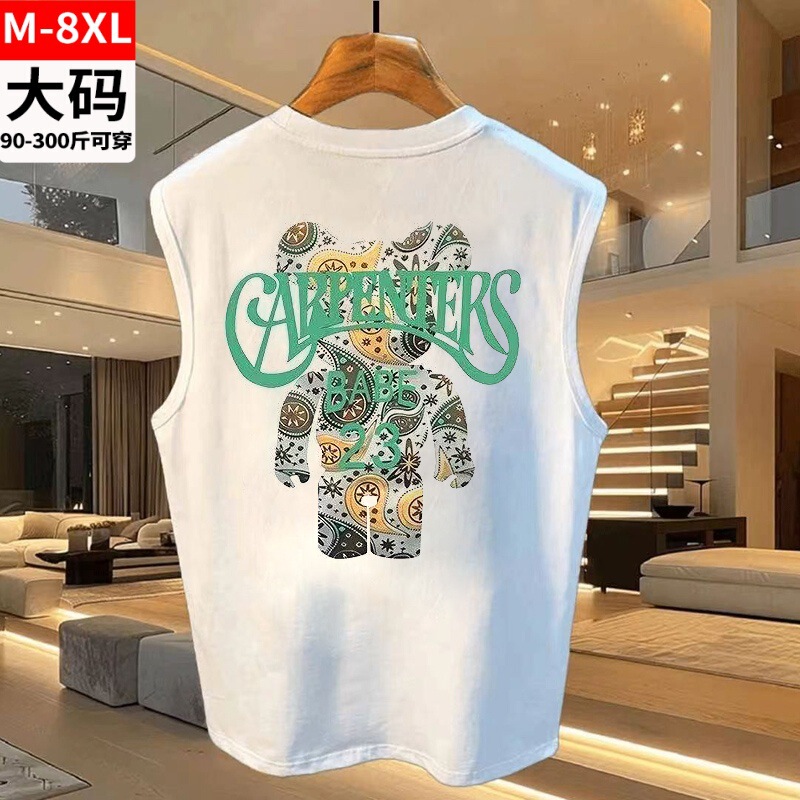 Plus-Size Sleeveless Men's Summer Oversized Cotton Basketball Shirt for Big and Tall Men