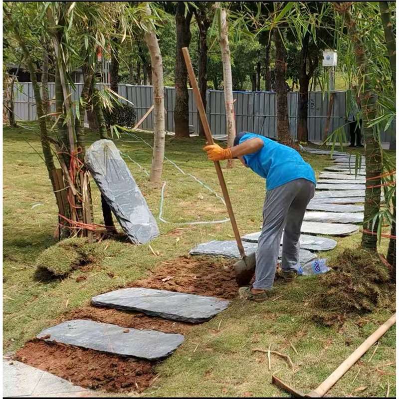 Tablero de piedra azul natural, baldosas de jardín, césped, piedra de paso, alfombra antideslizante para exteriores, pavimentación de pies, patio de piedra