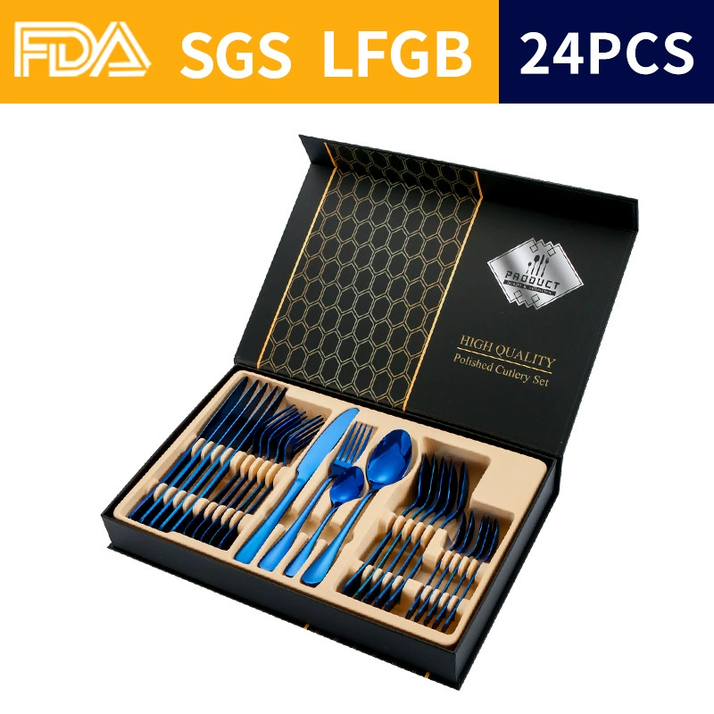 Tableware, set stainless steel, gift box, Amazon, 24 pieces, (Cross-border trading)