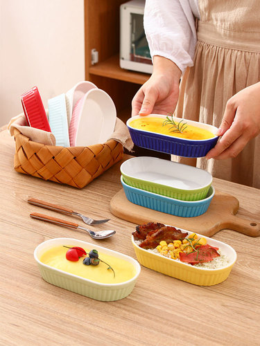 BB4C wholesale bedding ceramic baking bowl steamed cheese baked rice plate home baking tableware oven special
