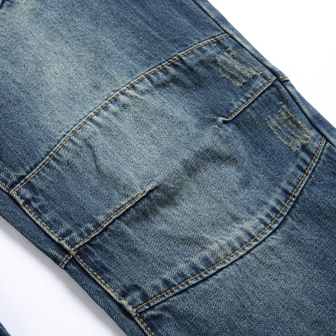 Men's Fashion Straight Leg Jeans Zipper Decorated Casual Denim Pants Mid Waist Long Slight Stretch Softener_mkmklike.com