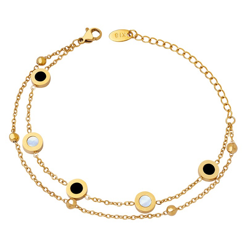 Europeo y americano romano fresco ins estilo minimalista personalidad nicho diseño pulsera mujer titanio acero chapado 18K oro real E144