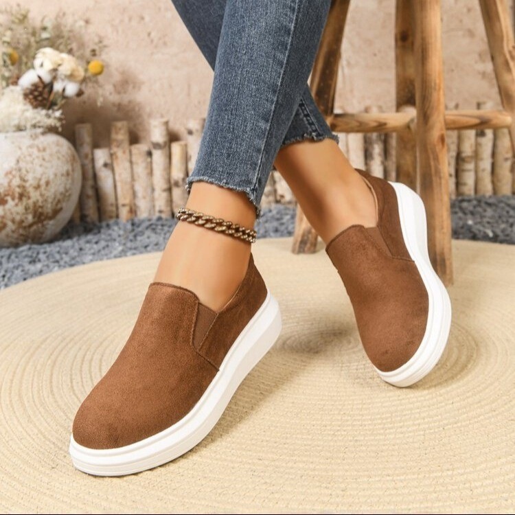 European and American Foreign Trade Suede Thick-Soled Low-Top Sneakers 2026 Spring Large Size Casual Slip-On Shoes for Women in Stock European and American Foreign Trade Suede Thick-Soled Low-Top Sneakers 2026 Spring Large Size Casual Slip-On Shoes for Women in Stock