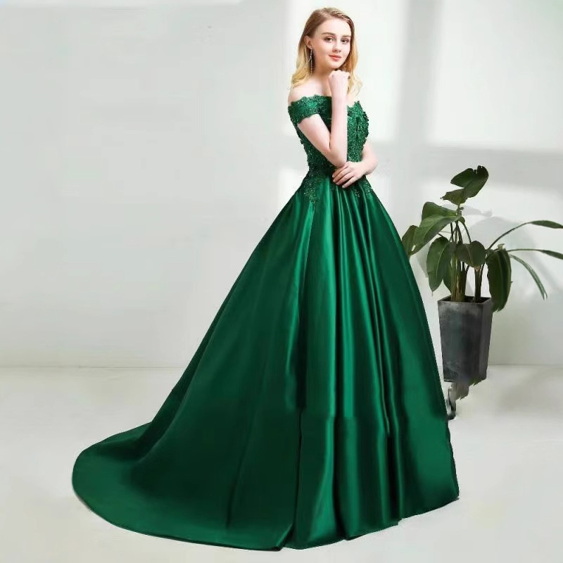 Amazon europeo y americano AliExpress deseo nuevo apliques con cuentas vestido de bola graduación estudiante arte examen vestido