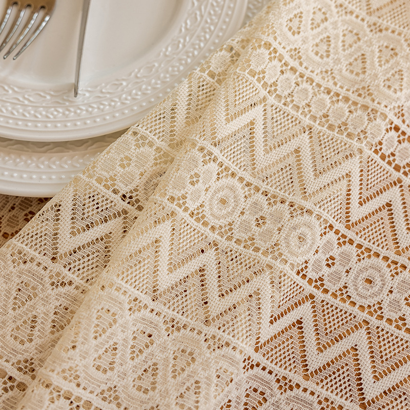 Transfronterizos para la atmósfera de mesa de encaje de alta sensación de tela de mesa a prueba de polvo bordado bordado bordado tela de mesa de té de boda al por mayor