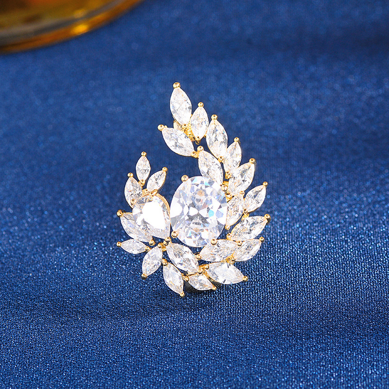 South Korea Lace Show Temperament All-match Brooch Micro-inlaid Zircon Design Sense Pin Shirt Suit Anti-light Accessories