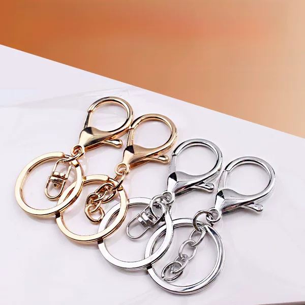 Factory wholesale key chain ring chain metal pendant accessories lobster clasp three-piece set color-preserving diy jewelry accessories