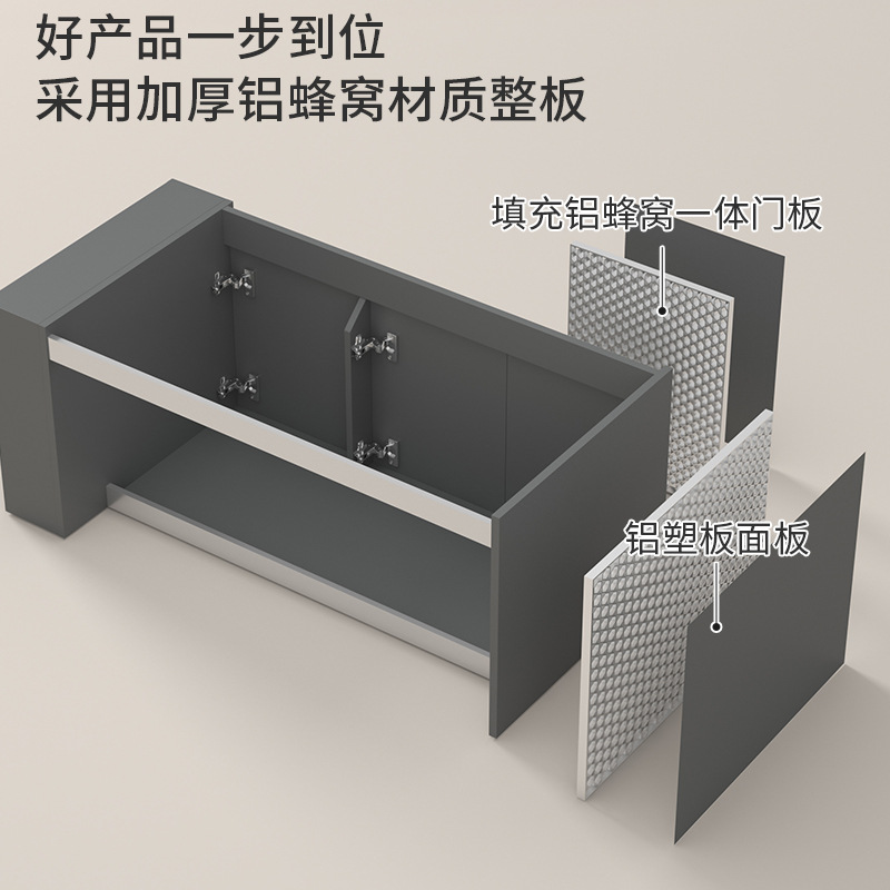 gabinete de baño de aluminio espacial gabinete lateral gabinete de almacenamiento gabinete de baño lavabo con barrera de agua cerámica integral lavabo gabinete de baño combinación