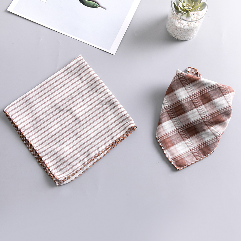 儿童纯棉围巾韩版潮四季宝宝男童女童双面四方巾季韩国_条纹格子