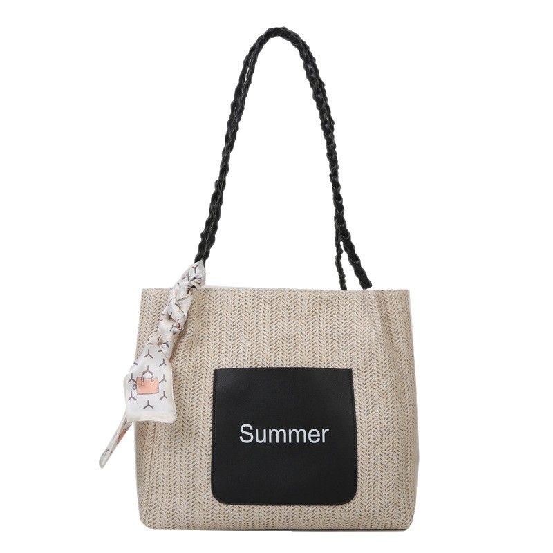 Trendy Woven Straw Shoulder Bag Large Capacity Women Tote Bag_voghion.com