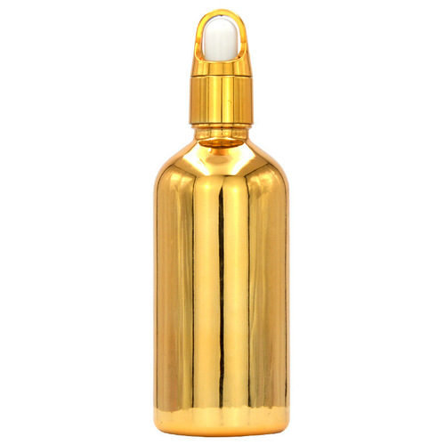 Electroplated gold cosmetic dispensing bottle, spray dropper essential oil bottle, silver press bottle, face cream lotion glass bottle